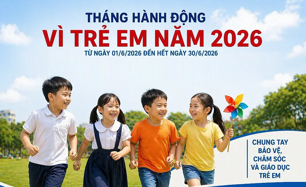 Hướng dẫn tổ chức các hoạt động chăm lo con đoàn viên, người lao động nhân Tháng hành động vì trẻ em năm 2026