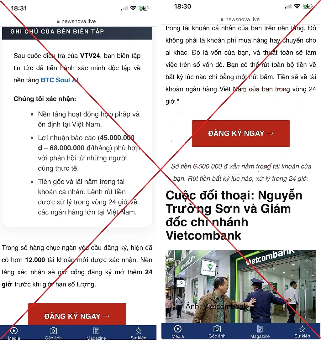 Cảnh báo thủ đoạn giả mạo Vietcombank để dụ đầu tư tiền số