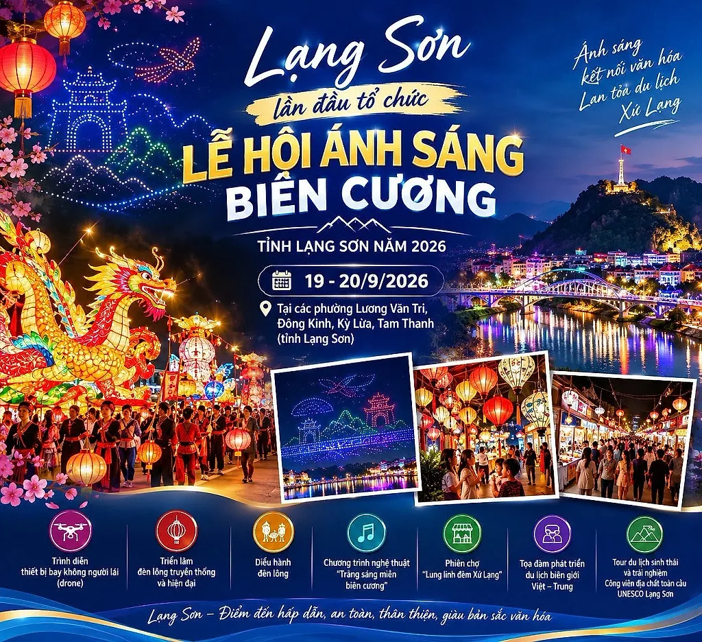 Lạng Sơn khai hội Ánh sáng biên cương với màn trình diễn drone và diễu hành đèn lồng