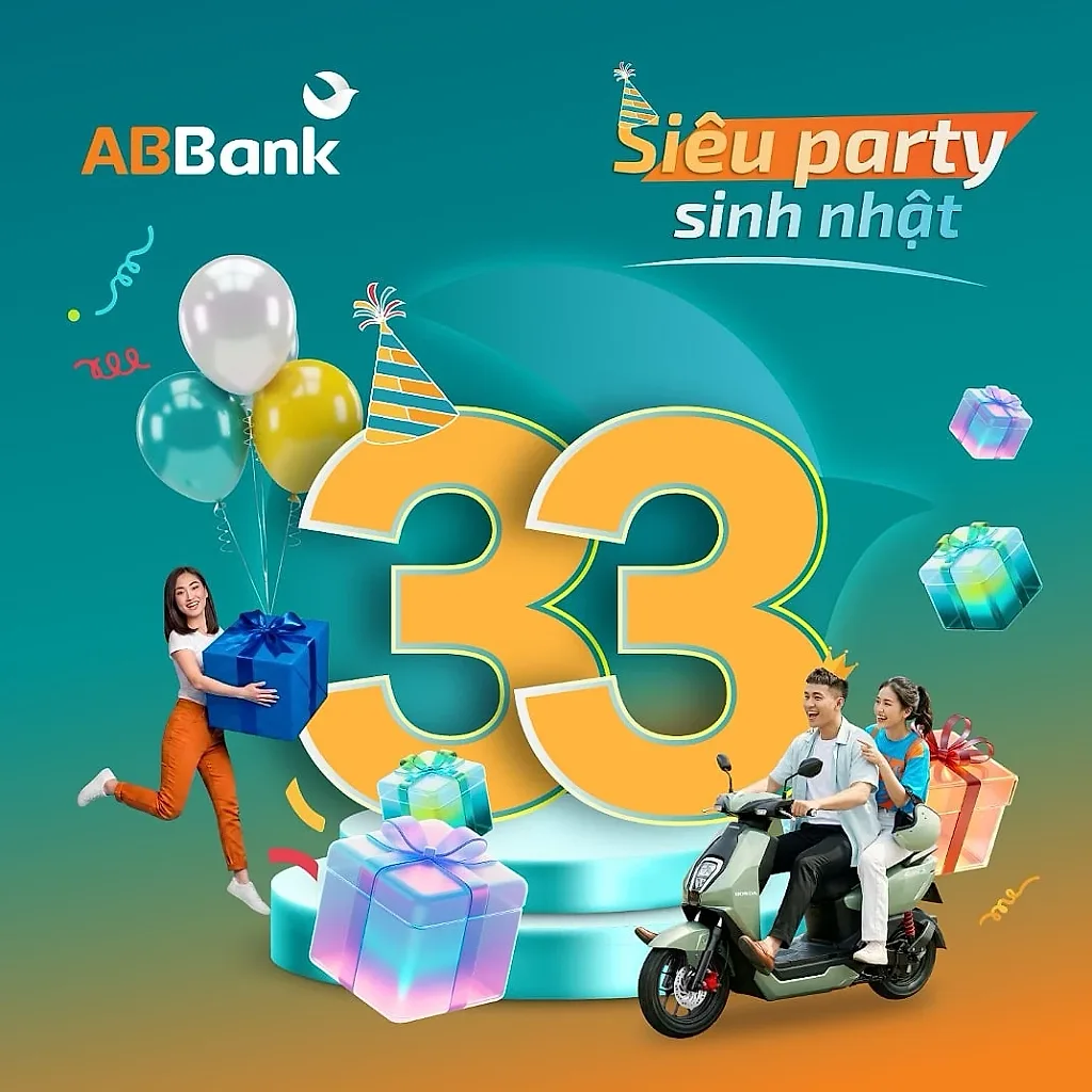 ABBank “mở hội” dịp sinh nhật 33 năm: Tặng 33 xe máy điện cùng hàng chục ngàn quà hấp dẫn cho khách hàng