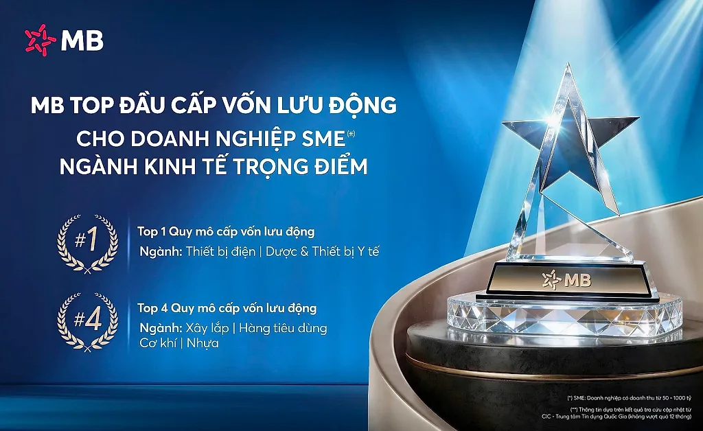 MB – Ngân hàng top đầu Quy mô dư nợ cho vay ngắn hạn đối với doanh nghiệp SME thuộc ngành kinh tế trọng điểm