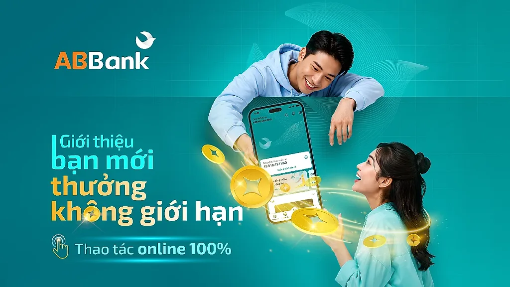 Dùng app ABBank, giới thiệu bạn bè nhận thưởng không giới hạn