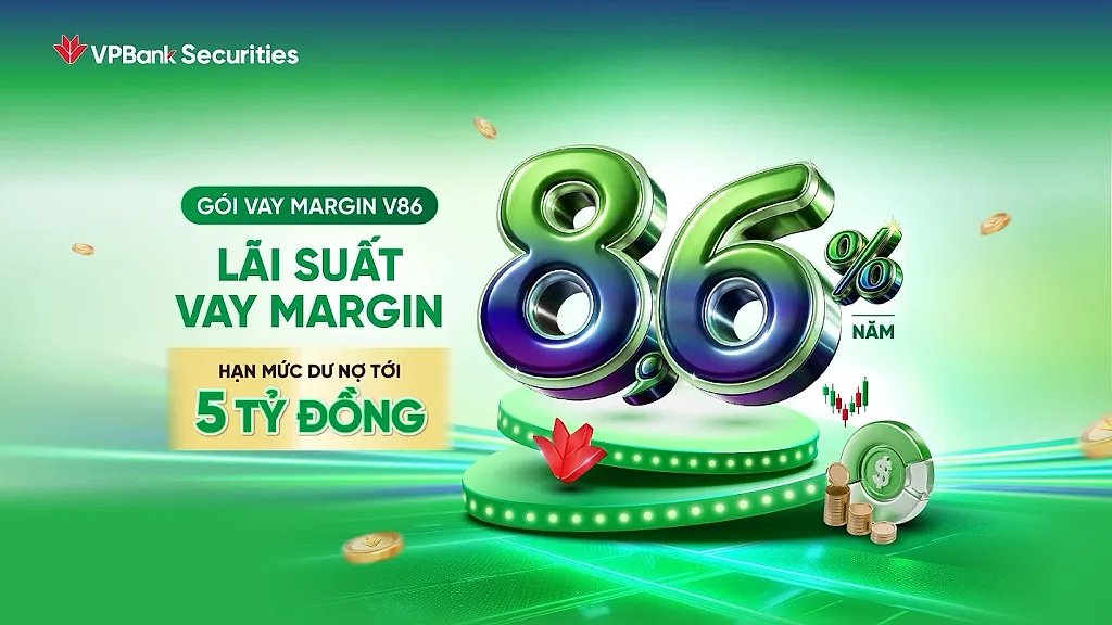 VPBankS ra mắt hai gói margin: Hạn mức tới 30 tỷ đồng hoặc lãi suất chỉ từ 8,6%/năm
