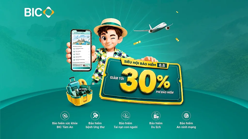 Ngày 8/8, BIC tặng khách hàng ưu đãi tới 30% phí bảo hiểm