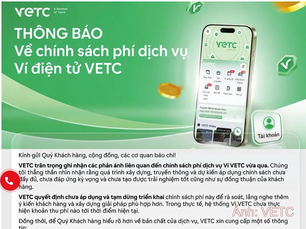 Lý do VETC và ePass dừng thu phí ví điện tử  và xin lỗi khách hàng