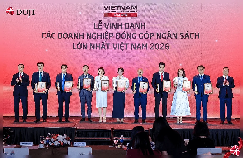 DOJI nhận vinh danh Top 7 doanh nghiệp phân phối – bán lẻ tư nhân nộp ngân sách Nhà nước lớn nhất Việt Nam năm 2026